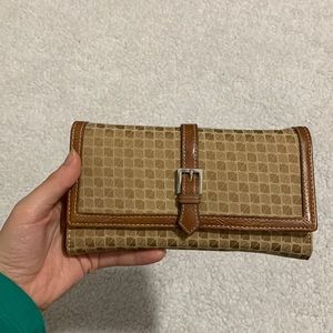 Brown / Tan Canvas / Genuine Leather Wallet